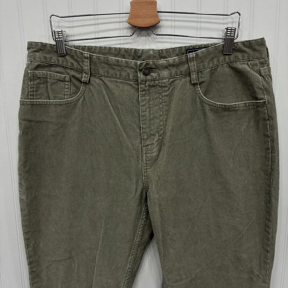 Vineyard Vines Men's W36 x L34 Green Straight Flat Front Cotton Corduroy Pants